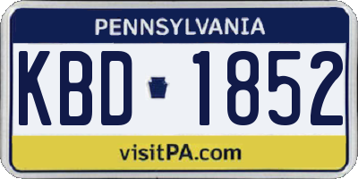 PA license plate KBD1852