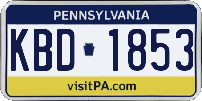 PA license plate KBD1853
