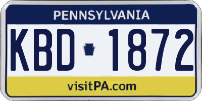 PA license plate KBD1872