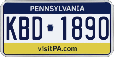 PA license plate KBD1890