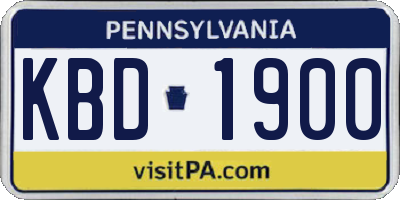 PA license plate KBD1900