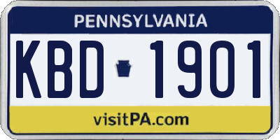 PA license plate KBD1901