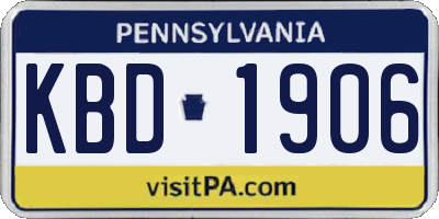 PA license plate KBD1906