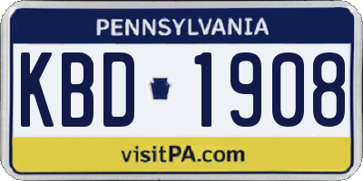 PA license plate KBD1908