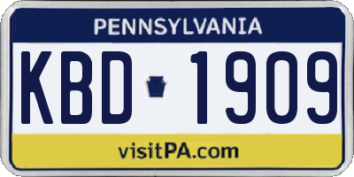 PA license plate KBD1909