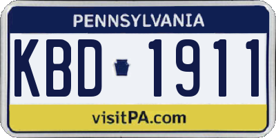 PA license plate KBD1911