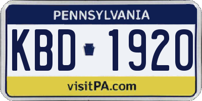PA license plate KBD1920