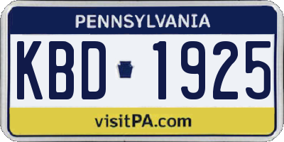 PA license plate KBD1925