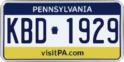 PA license plate KBD1929