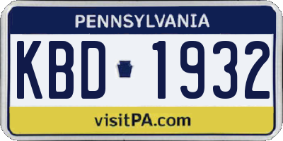 PA license plate KBD1932