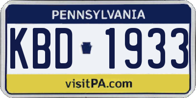 PA license plate KBD1933