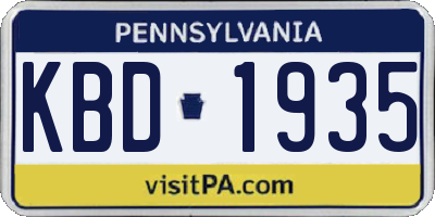 PA license plate KBD1935