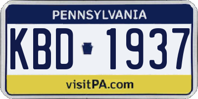 PA license plate KBD1937