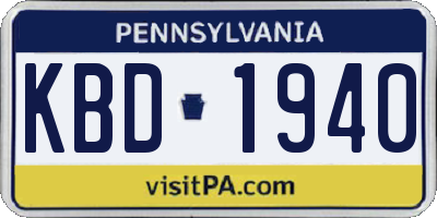 PA license plate KBD1940