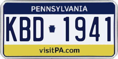 PA license plate KBD1941