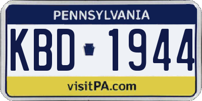 PA license plate KBD1944