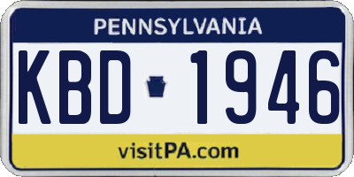 PA license plate KBD1946