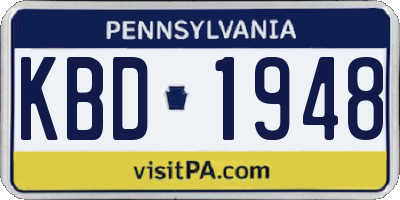 PA license plate KBD1948