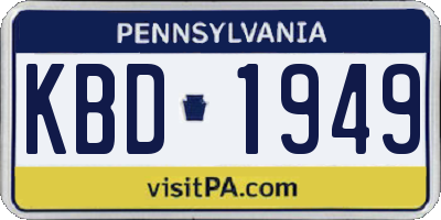 PA license plate KBD1949