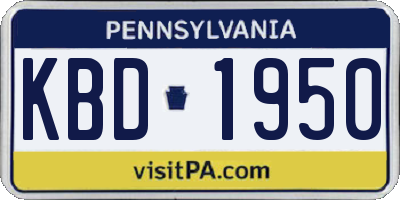 PA license plate KBD1950