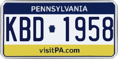 PA license plate KBD1958