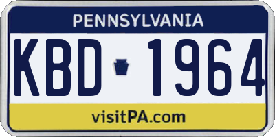 PA license plate KBD1964