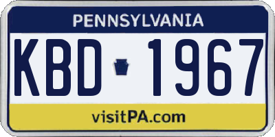 PA license plate KBD1967