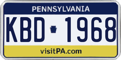 PA license plate KBD1968