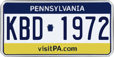 PA license plate KBD1972