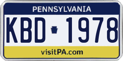 PA license plate KBD1978
