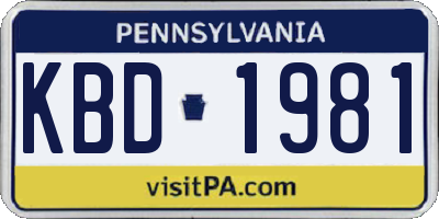 PA license plate KBD1981