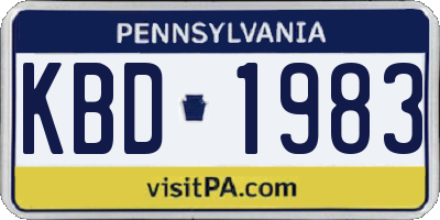 PA license plate KBD1983