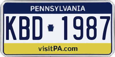 PA license plate KBD1987