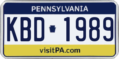 PA license plate KBD1989