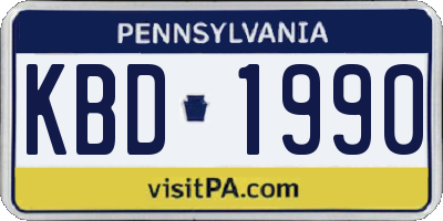 PA license plate KBD1990