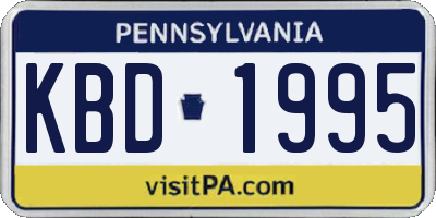 PA license plate KBD1995