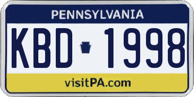 PA license plate KBD1998