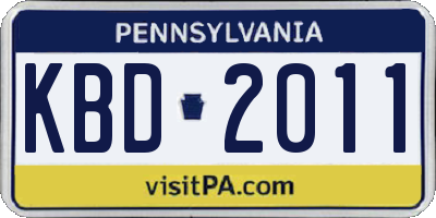 PA license plate KBD2011