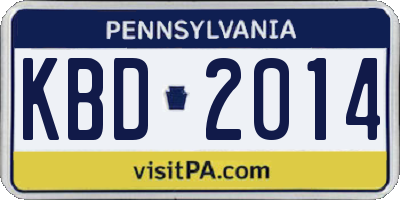 PA license plate KBD2014