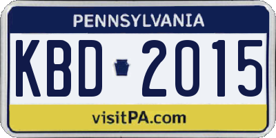 PA license plate KBD2015
