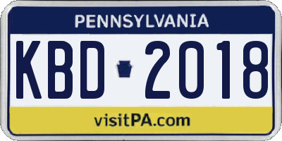 PA license plate KBD2018