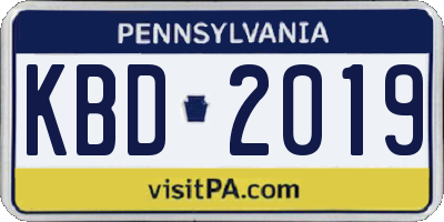 PA license plate KBD2019
