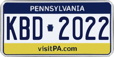 PA license plate KBD2022