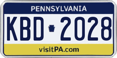 PA license plate KBD2028