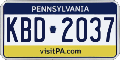 PA license plate KBD2037