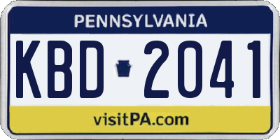 PA license plate KBD2041