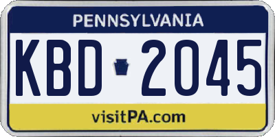 PA license plate KBD2045