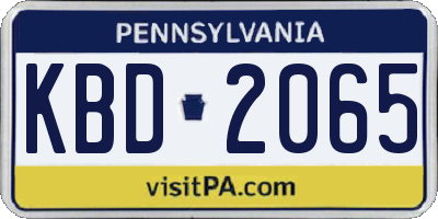 PA license plate KBD2065