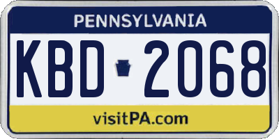 PA license plate KBD2068