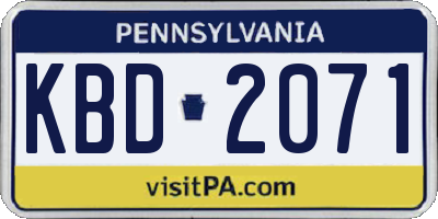 PA license plate KBD2071